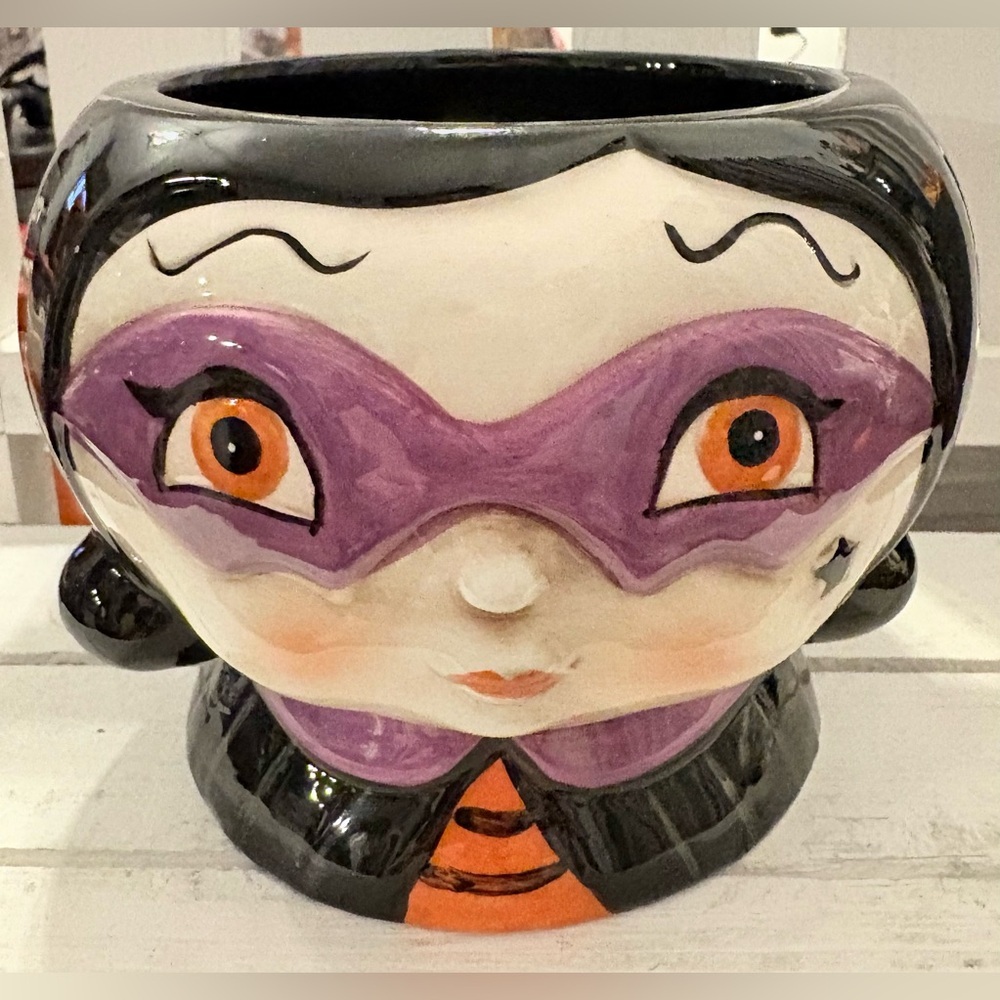 Joanna Parker Purple and Black Masked Character Ceramic Planter